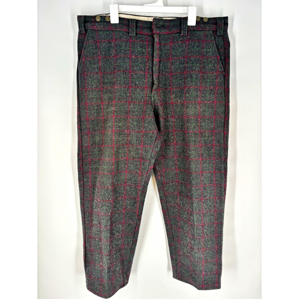 Vintage Codet 100% Wool Windowpane Plaid Pants Mens 41 x30 80s Hunting Heritage